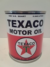 Lata de aceite de motor Texaco vintage de 1 qt. - (Lata de metal re-pop coleccionable)