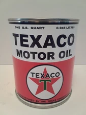 Vintage Texaco Motor Oil Can 1 qt. -  ( Re-pop Metal Can Collectible )