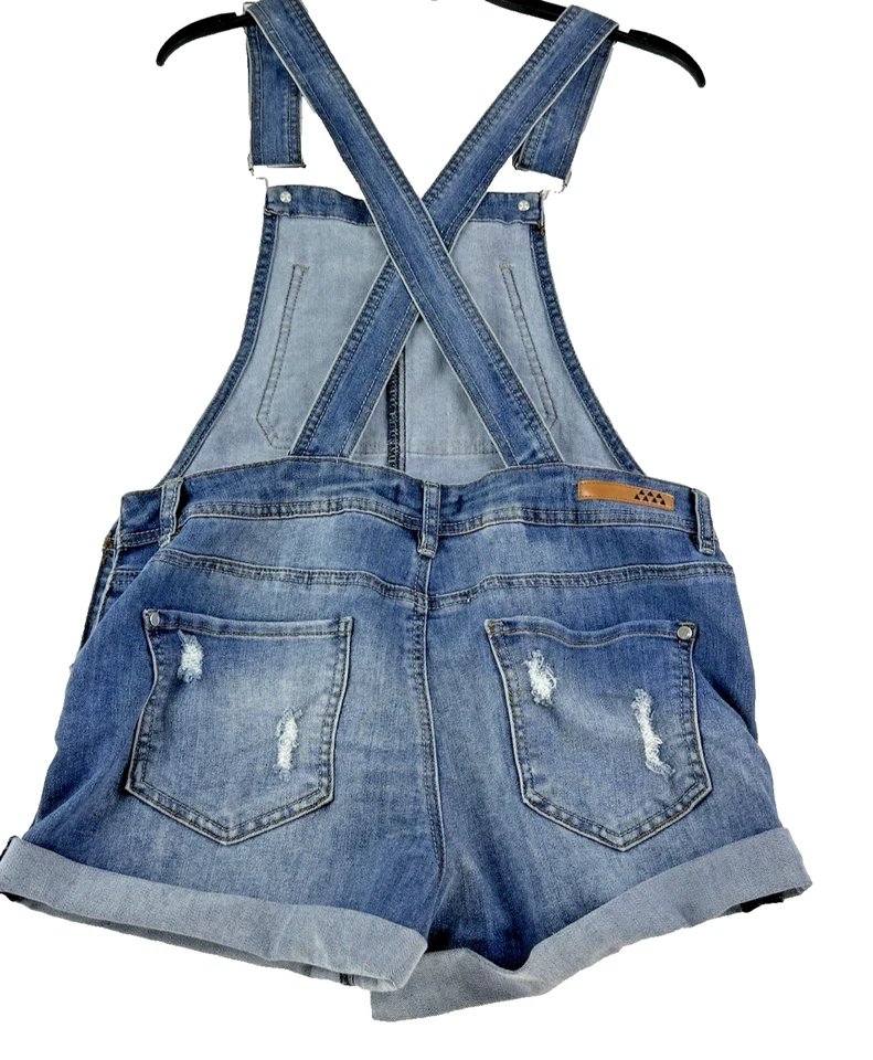 Babero de mezclilla para casa de muñecas talla 9 azul envejecido bolsillos dobladillo enrollables Foto 4 de 4