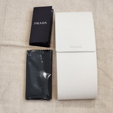 New Authentic Prada White Saffiano Leather Sunglasses Eyeglass Case Box Cloth