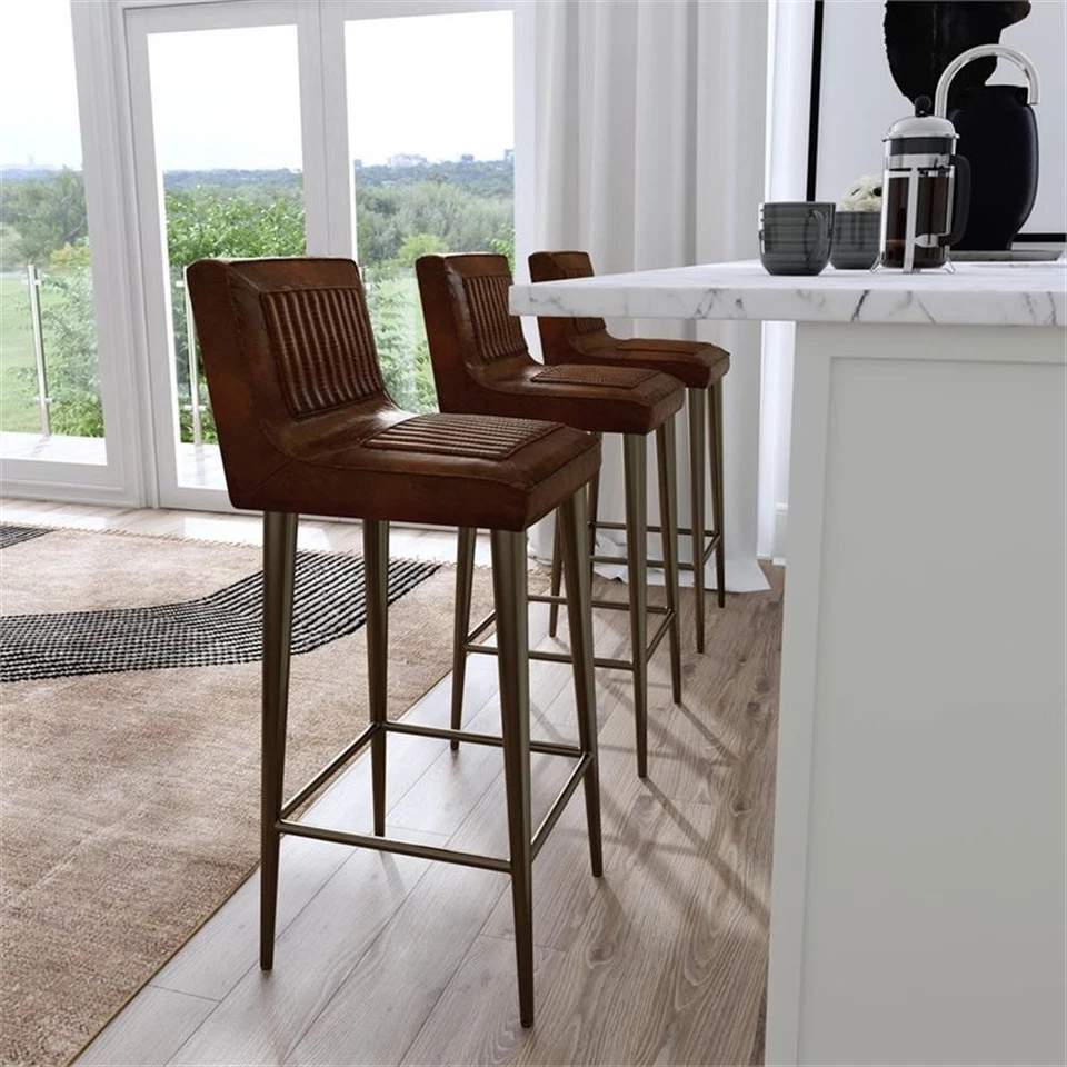 Taburete de bar Butler Specialty Company Maxwell 32" de cuero y metal - marrón/negro Foto 3 de 4