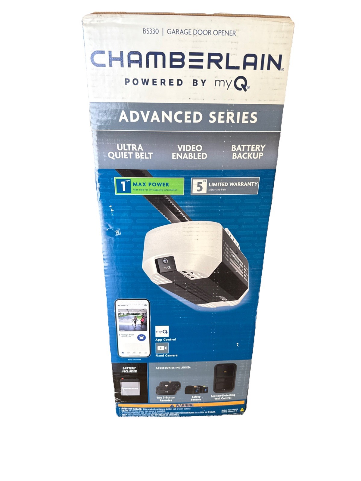 1 HP Smart Belt Drive Garage Door Opener with Battery Backup, Camera MSRP $289