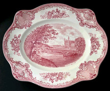VTG JOHNSON BROTHERS ENGLAND OLD BRITAIN CASTLES PINK PLATTER 12x10 CROWN
