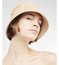 $1170 Prada Natural Crochet Bucket Unisex Hat...