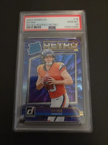 2024 Donruss - Bo Nix #19 (RC) Rated Rookie Retro PSA 10 Gem Mint