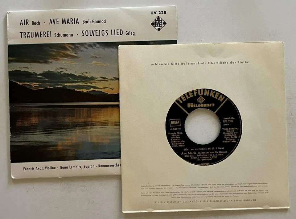 Air / Ave Maria / Träumerei / Solvejgs Lied EP 45 rpm EX Telefunken Christmas Foto 2 de 3