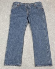 Levis 501 Jeans Mens 36x28 Blue Button Fly Straight Leg Classic Fit Denim Pants