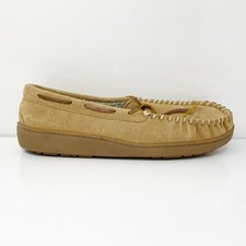 Minnetonka Mens Pile 41321 Brown Leather Slip On Moccasin Slippers Size 8 M