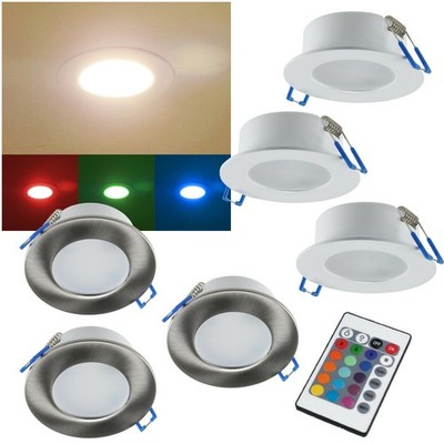 Led Decken-Einbauleuchte RGB+warmweiß IP44 230V mit Fernbedienung dimmbar Außen