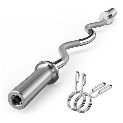 Olympic EZ Curl Barbell Bar, 47'' EZ Curl Bar for Weight Lifting, Biceps, tric...