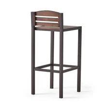 Outdoor Acacia Wood Barstools (Set of 2) – Hardwood Seating with Slat Design