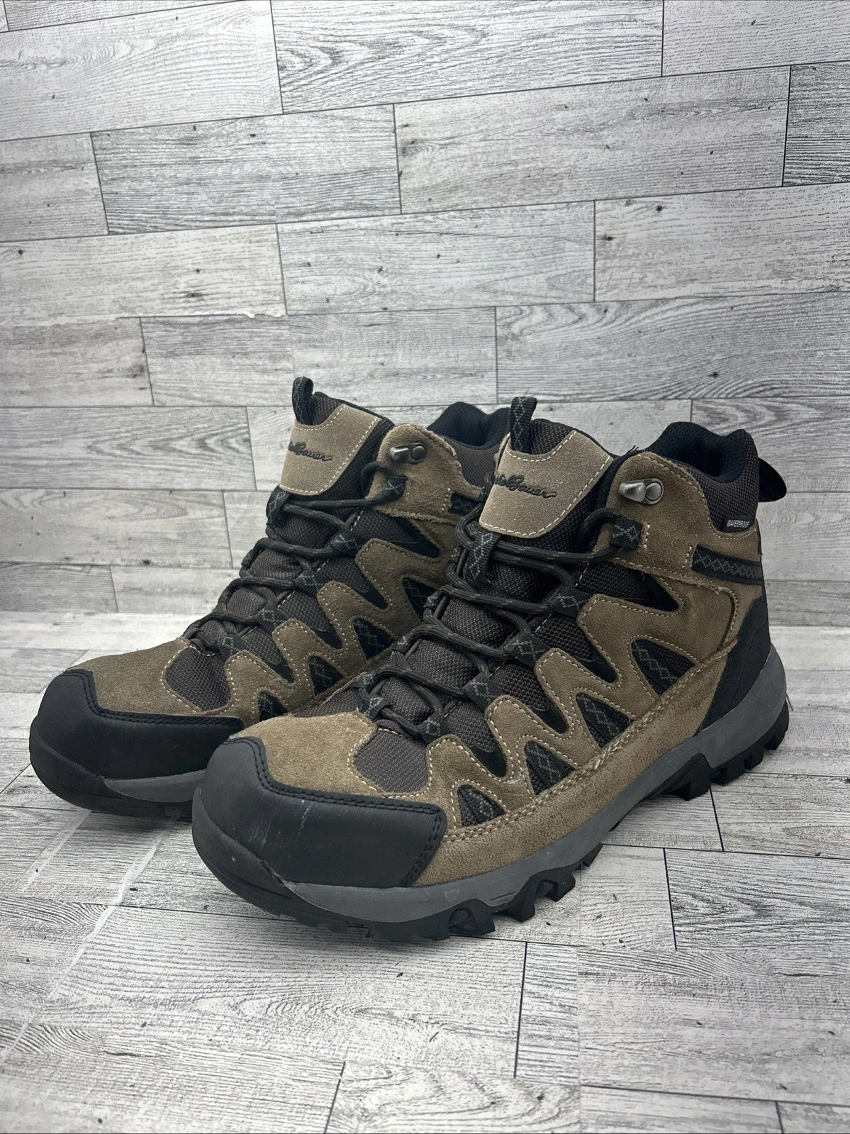 Eddie Bauer Ridgeline Brown Suede Waterproof Outdoor Hiking Boots Men Size 8.5M