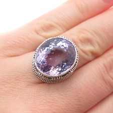 925 Sterling Silver Vintage Real Amethyst Swirl Granulated Ring Size 5.75