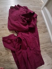Scrubstar Set Womens Small Pants Shirt 2 Piece Scrubs Maroon Stretch Healthcare