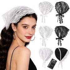 JATEBI 6 Pcs Lace Bandanas Head Scarf for Women, Boho Triangle Headscarf