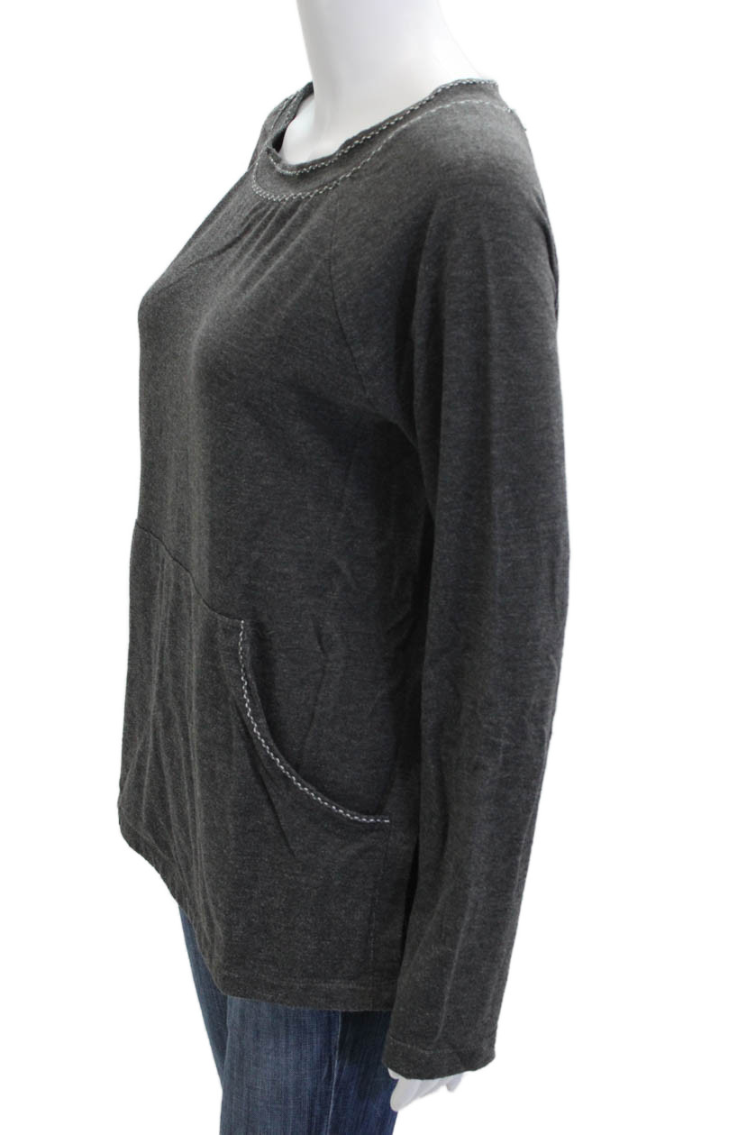 Max Studio Womens Basic Dark Gray Crew Neck Long … - image 2