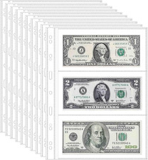 20 Money Binder Refill Sheets 3-Pocket Dollar Bill Sleeves for Collectors NEW