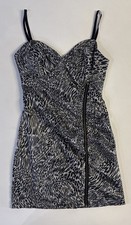 *Guess Animal Print Satin Zipper Front Dress Size 7