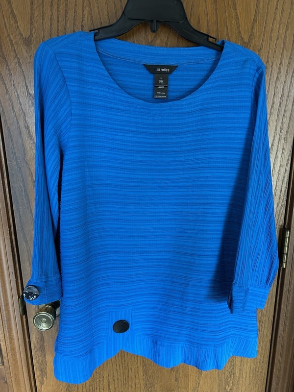 Ali Miles Crinkle Royal Blue Swing Tunic - Textured Oversized - Size S - NWT$69