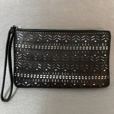 Black Wristlet Wallet Purse Organizer With Chevron Design