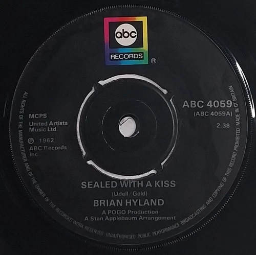 Brian Hyland Sealed With A Kiss / Ginny Come Lately 7" Single (1975) ABC  4059