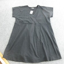 Madewell Dress Womens 2X Black V Neck Short Sleeve A Line Knit Plus Stretch