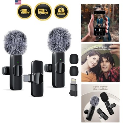 Wireless Lavalier Microphone for iPhone iPad Vlog Podcast Video Recording