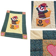 Vintage 70s/80s Handmade Quilt Baby Blanket Jack in the Box Patchwork 43  x57  