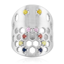 Multicolor Saphir Sterling Silber Ring- Echtschmuck