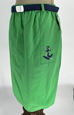 Skirt Preppy NWT Green Navy Anchor S/M F1 Preppy Coastal Grandma Eleastic Waist