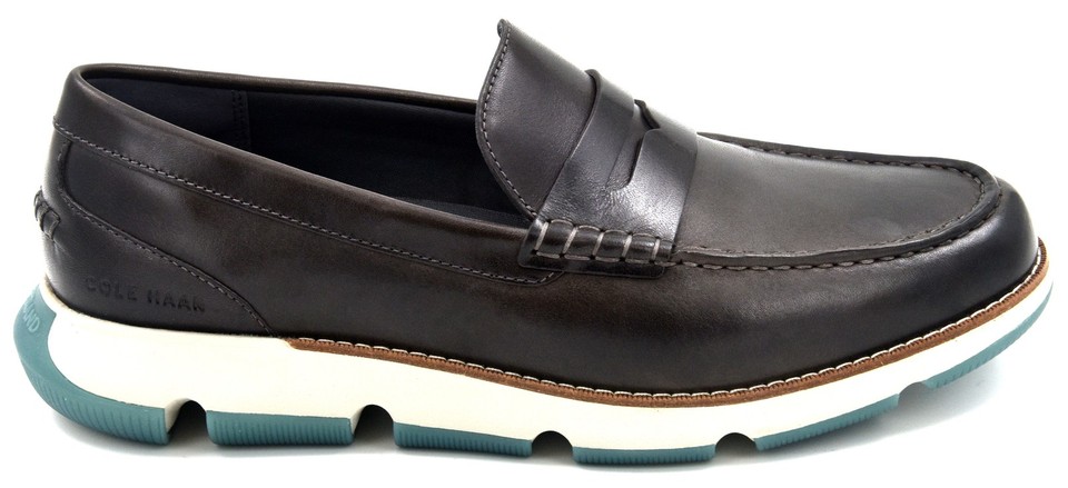 Cole Haan Men's 4.ZERGRAND Penny Loafer Style C39547 – Gray Leather, Casual Slip-Ons