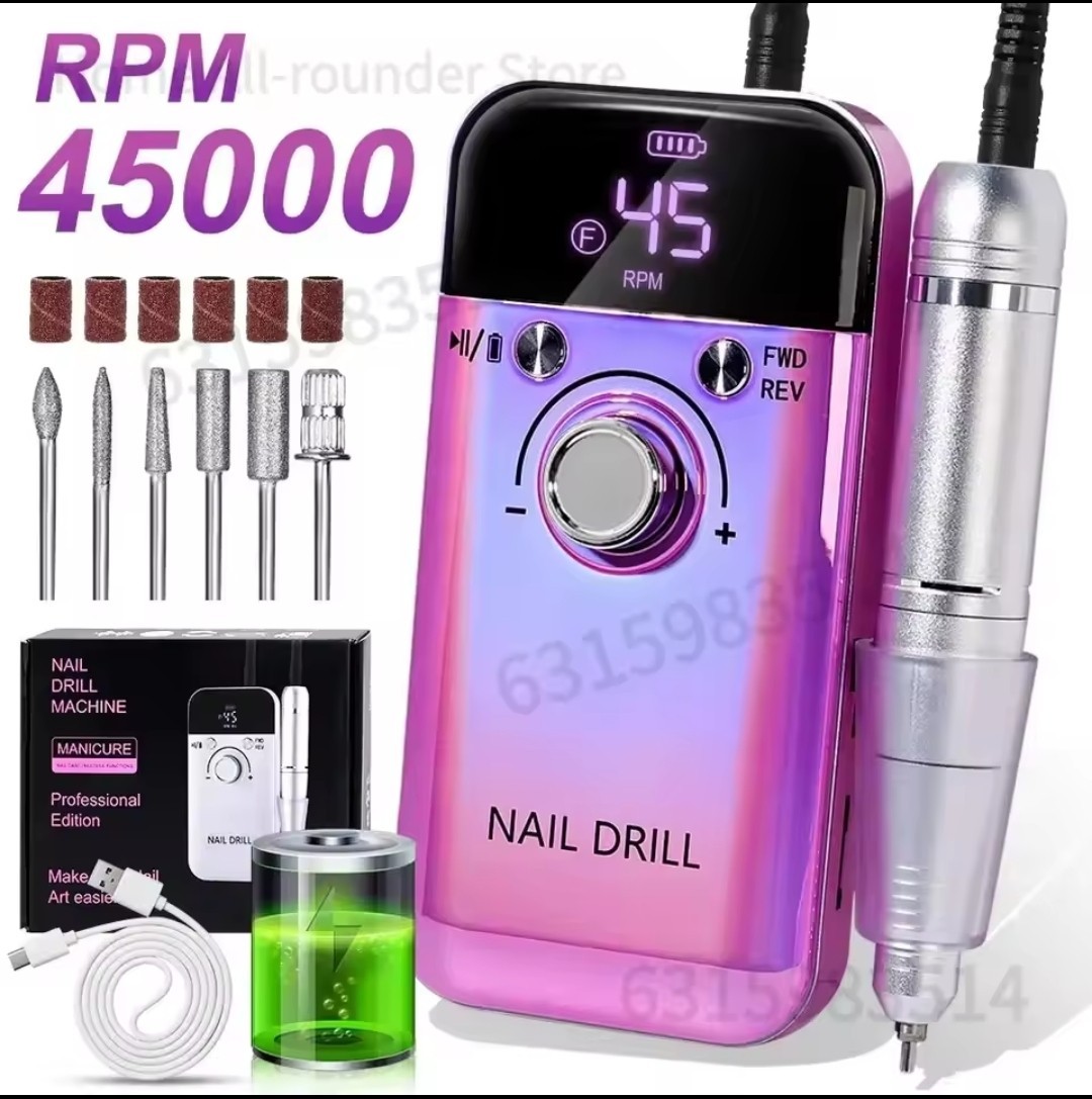 Ponceuse à ongles 45000 RPM kit manucure faux ongles gel et résine