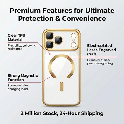 Caja magnética para teléfono móvil con galvanoplastia para iphone 16 17 Pro Max