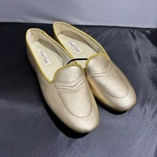 DANIEL GREEN WOMEN'S MEG GOLD COLOR LEATHER SLIP-ON SLIPPERS SIZE 8.5 M