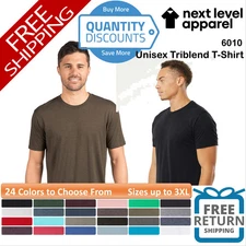 🔥 Next Level Men Triblend Fabric Laundered Short Sleeve T-shirt Up To 3XL 6010