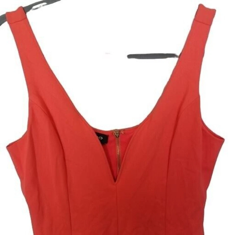 Mini Vestido Bebe Para Mujer M Naranja Sin Mangas Ajuste Cuello en V Bodycon Forrado Foto 2 de 4