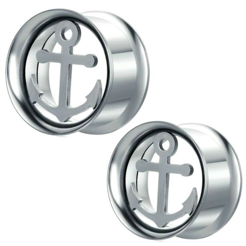 8MM18MM Anchor Sailor Tunnel Retro Stainless Steel Silver Screw Plug