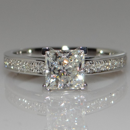 Handmade Princess Cut 1ct Engagement CZ 925 Silver Women Wedding Band Ring Sz4-9 - Picture 13 of 18