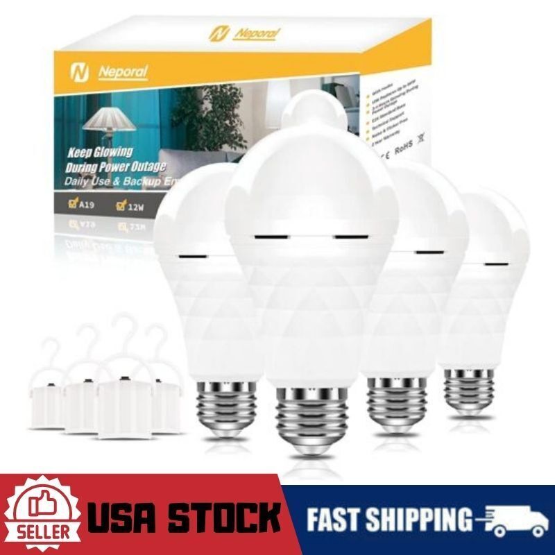 60w Equivalent 1200mah 4pack Led Rechargeable Emergency Light Bulb