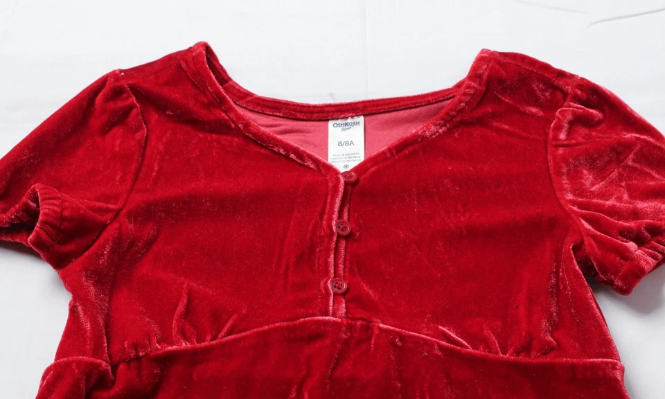 Maxi Vestido OshKosh B'Gosh Niña Manga Corta Abotonada ZS6 Rojo 8/8A Nuevo con Etiquetas Foto 2 de 3