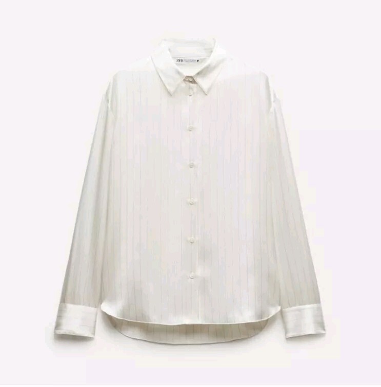 STRIPED SILK SHIRT ECRU SIZE M