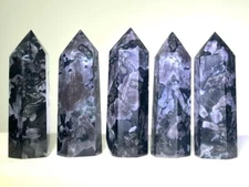 5pcs MYSTIC MERLINITE INDIGO GABBRO Crystal Point Generator Faceted Healing Wand