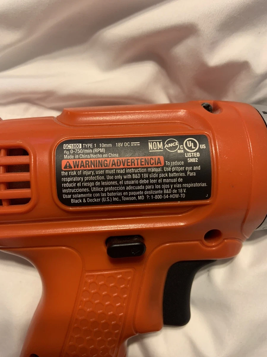 Black & Decker 18v Drill With Battery and Charger GC1800 for sale online