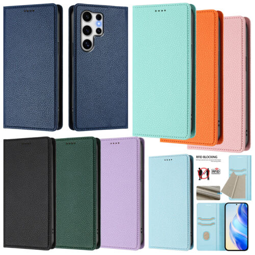 Folded ID Card Wallet Leather Phone Case Cover for Samsung S25 Ultra S24 S23 S22