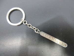 Authentic Tiffany & Co. Logo Key Ring Sterling Silver 925 Good 93665