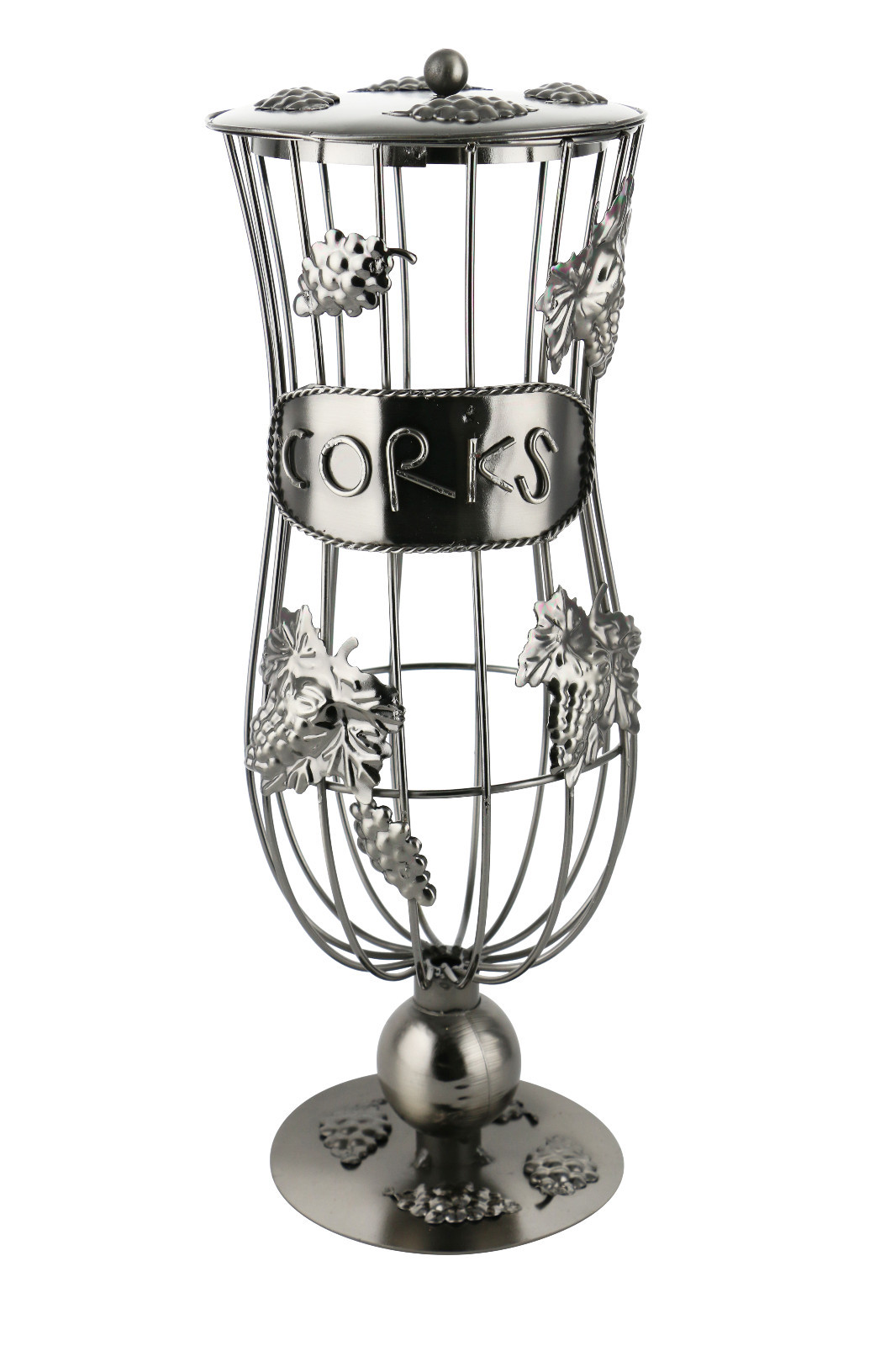 Metal Wine Cork Holder with Grapevine Design
