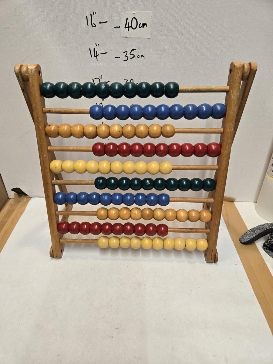 Vintage IKEA Large Wooden Abacus, Nursery School Maths Learning Counting