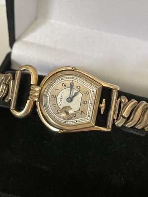 Vintage Monarch Horseshoe Driver Watch Two Tone Dial GP Seconds At 9 Working!