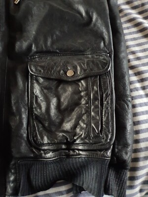 Vintage Chevignon Leather Jacket Bomber Aviator CH-57 Men's XL