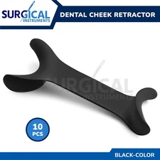 10 Pcs Cheek Lip Retractor Dental Double-Head Mouth Opener Metal Hook ( Black )